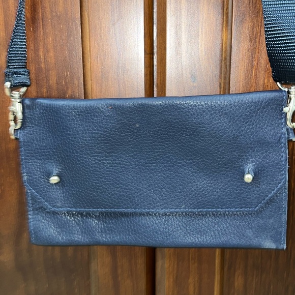 Leather Convertible Belt Bag Navy Blue - Picture 3 of 7